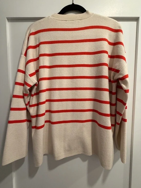 Zara Cream Sweater with Red Stripes - Picture 3 of 3